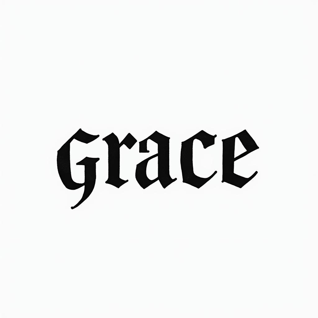 Graceminimalist text-based tattoo, Monospace font ultra-realistic, perfectly placed, high-quality font design, photo-realistic shading, 8k, high quality, finely detailed typograph - Variation 3