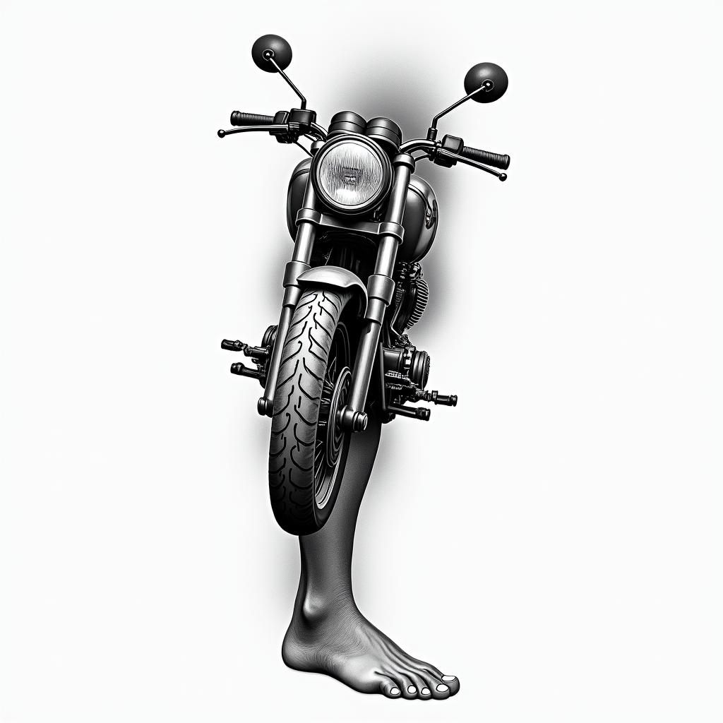 Design of motorcycles for full leg.higly detailed tattoo - Variation 2