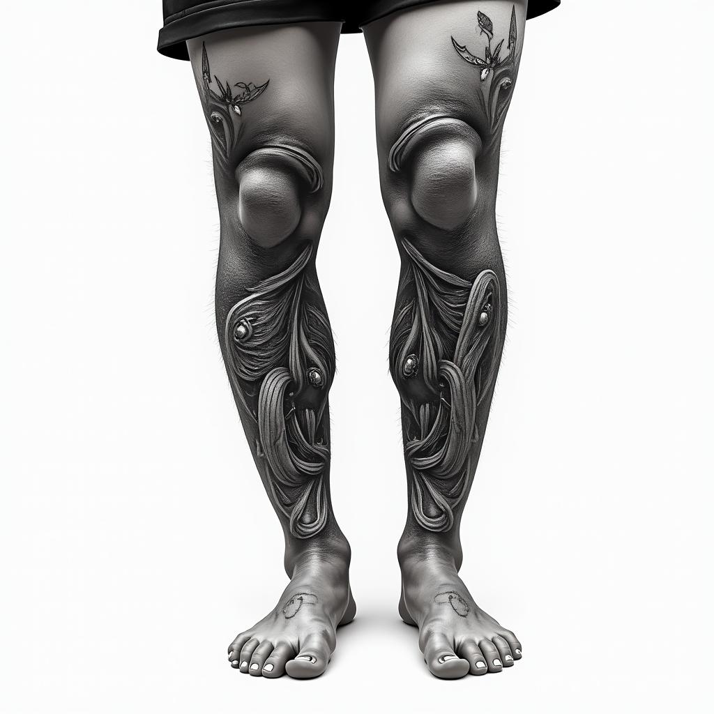 Design of motorcycles for full leg.higly detailed tattoo - Variation 3