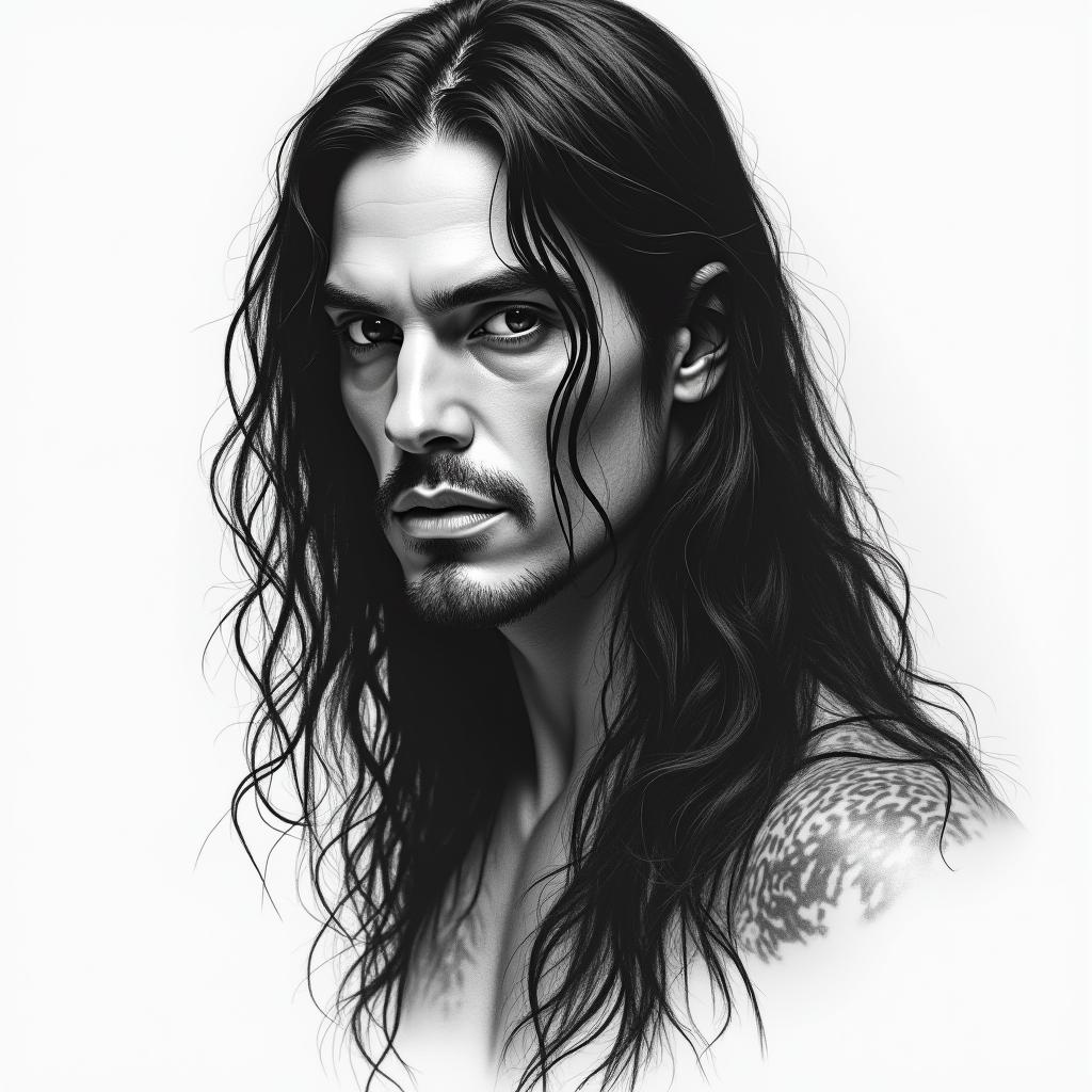 Peter Steelein portrait tattoo style, featuring a highly realistic and detailed depiction - Variation 4