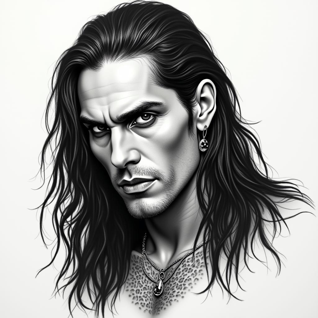 Peter Steelein portrait tattoo style, featuring a highly realistic and detailed depiction - Variation 3