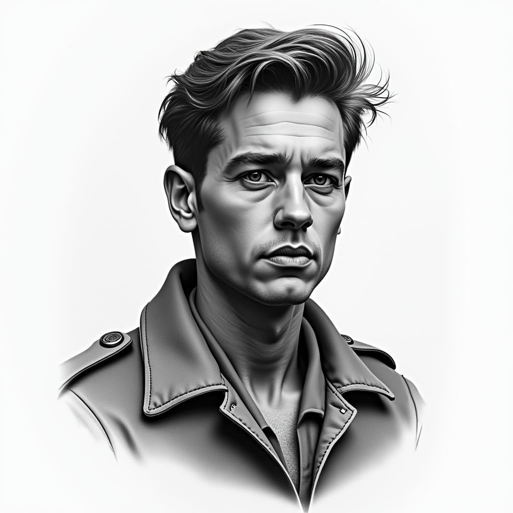 American Soldier, aquarius, feb 10, 1994in portrait tattoo style, featuring a highly realistic and detailed depiction  - Variation 3