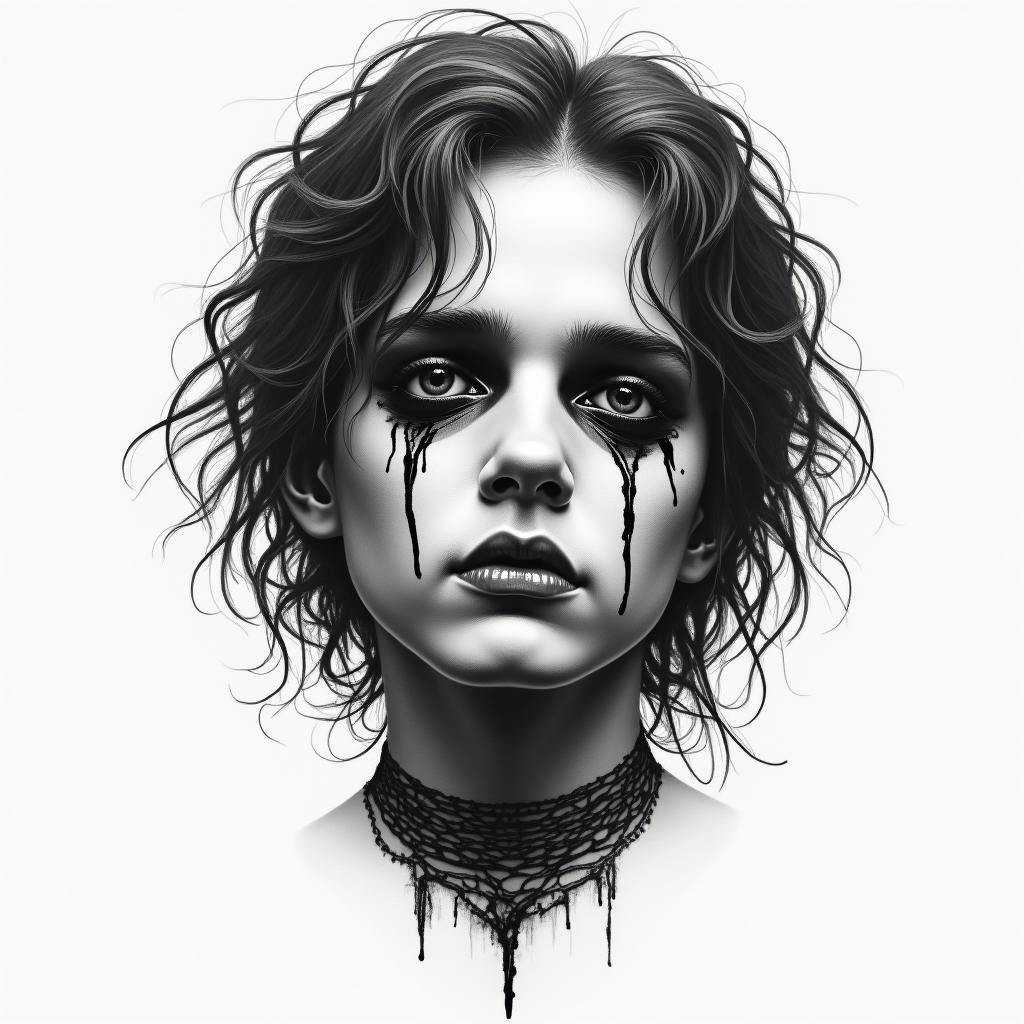 The lost boysin portrait tattoo style, featuring a highly realistic and detailed depiction 