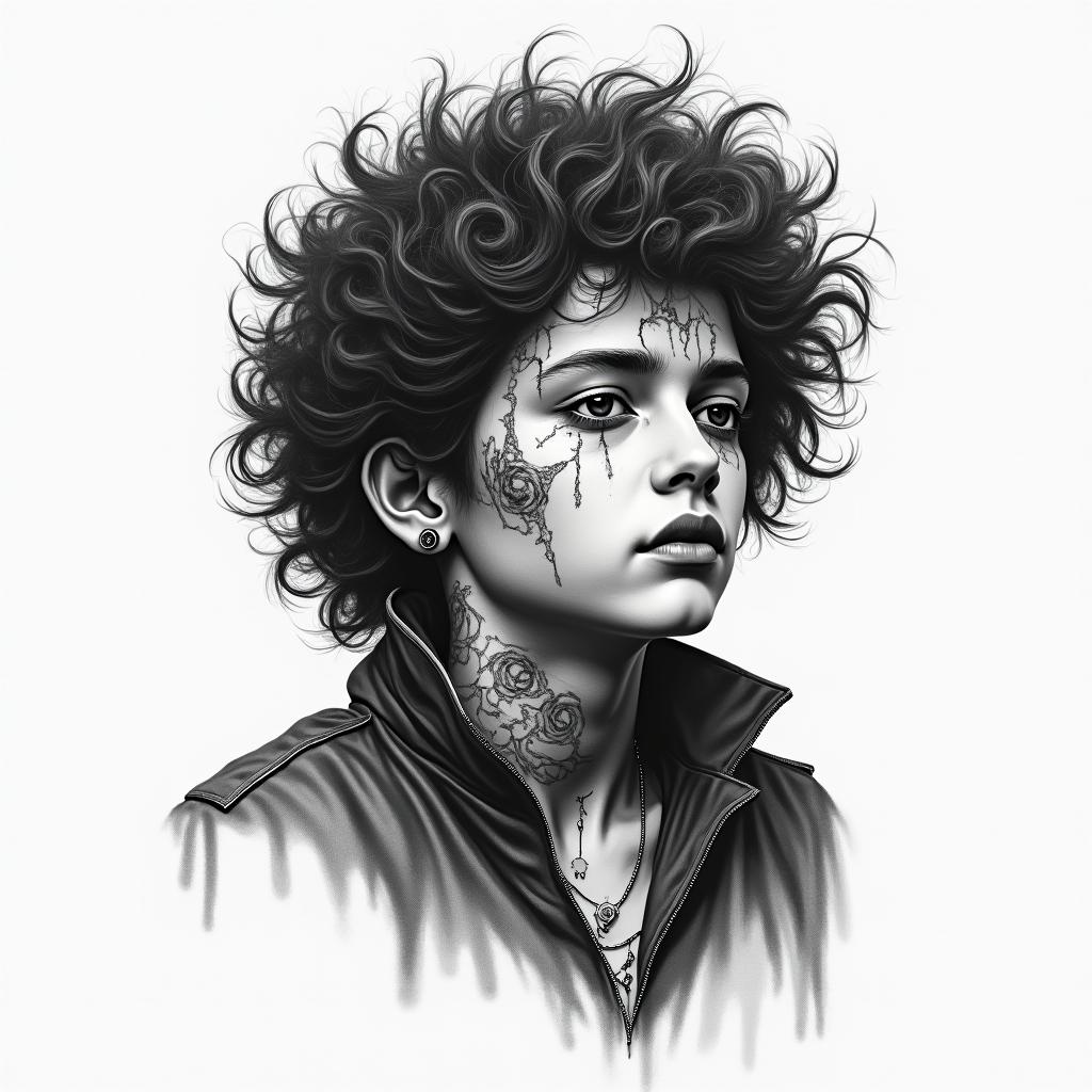 The lost boysin portrait tattoo style, featuring a highly realistic and detailed depiction  - Variation 2