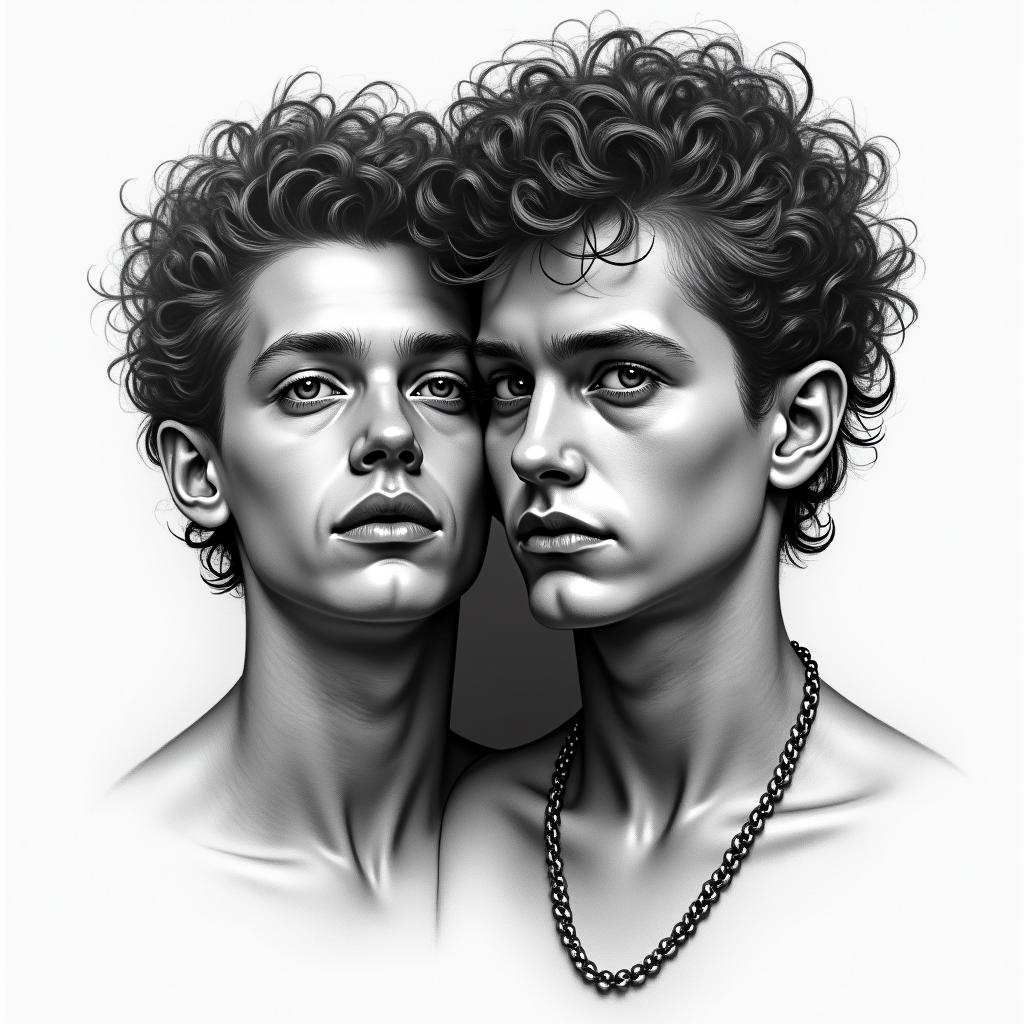 The lost boysin portrait tattoo style, featuring a highly realistic and detailed depiction  - Variation 3