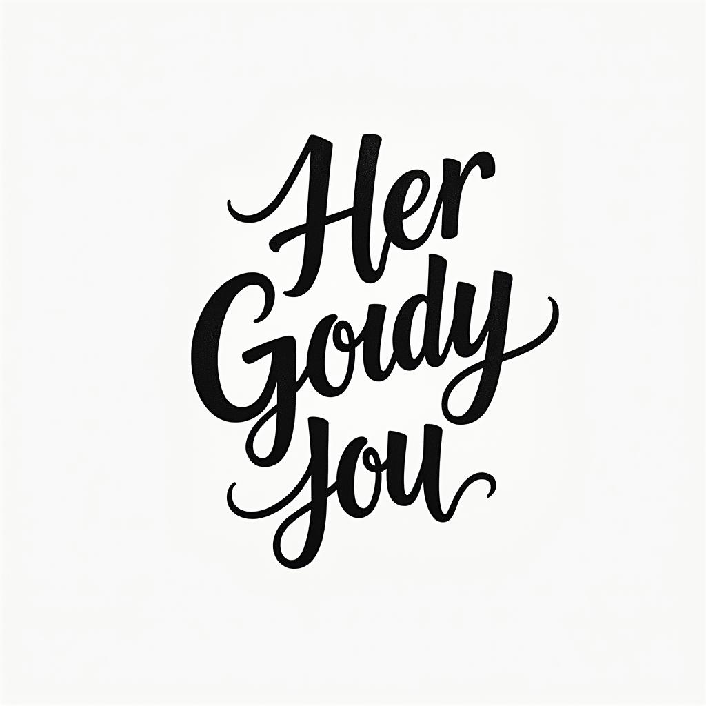 Her Goofyminimalist text-based tattoo, Monospace font ultra-realistic, perfectly placed, high-quality font design, photo-realistic shading, 8k, high quality, finely detailed typograph - Variation 4