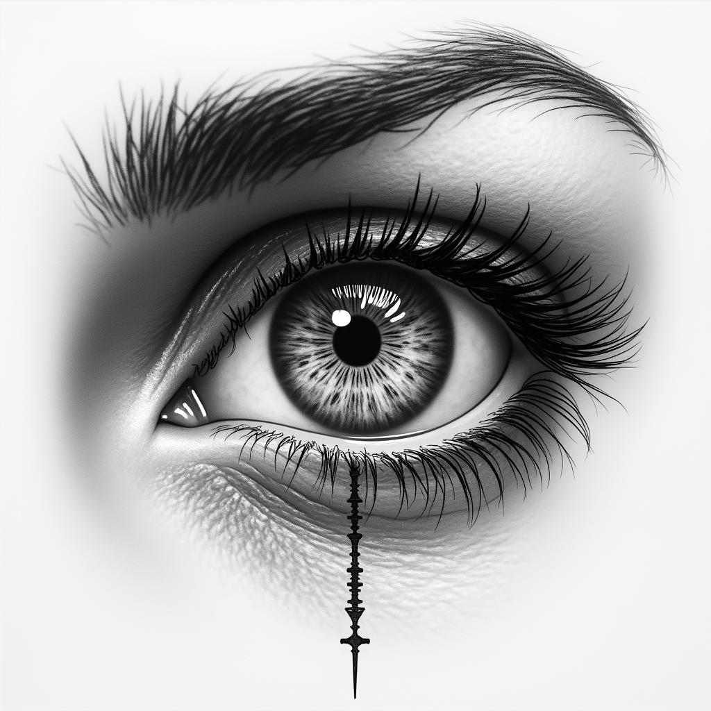 A woman’s eye, close up, the pupil is a clock, Roman numerical.in realism tattoo style, featuring a highly detailed, lifelike, capturing every detail, photorealistic, ultra realistic, intricate shading, smooth and sharp,   - Variation 2