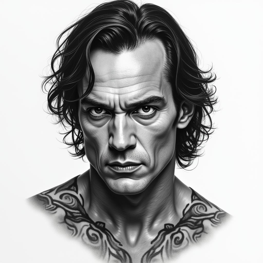 Brandon Leein portrait tattoo style, featuring a highly realistic and detailed depiction  - Variation 3