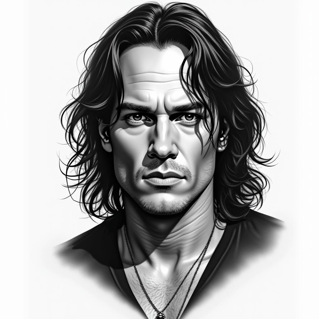 Brandon Leein portrait tattoo style, featuring a highly realistic and detailed depiction  - Variation 4
