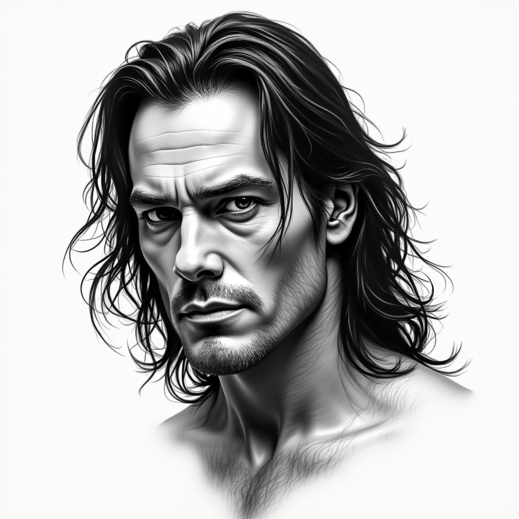 Brandon Leein portrait tattoo style, featuring a highly realistic and detailed depiction  - Variation 2