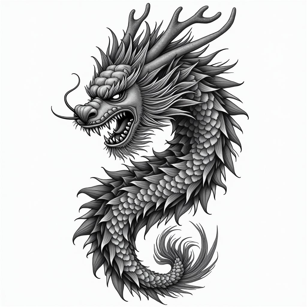 Japanese, meaning family, strengthin japanese style tattoo, detailed tattoo, traditional japanese culture tattoo, mythology, 8k - Variation 3