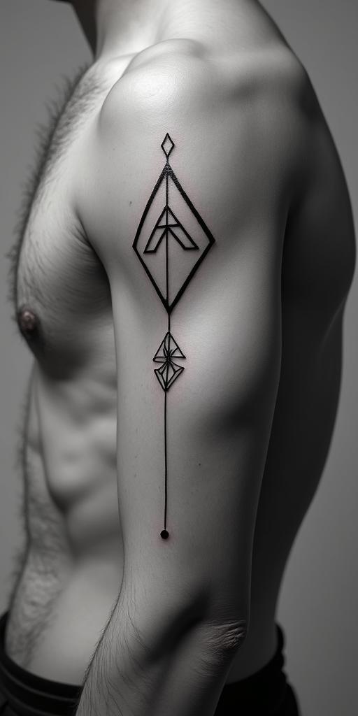 Richardin minimalist style tattoo, featuring simple shapes and fine lines, with minimal shading and details, tiny triangles, creating a sense of balance and harmony - Variation 2