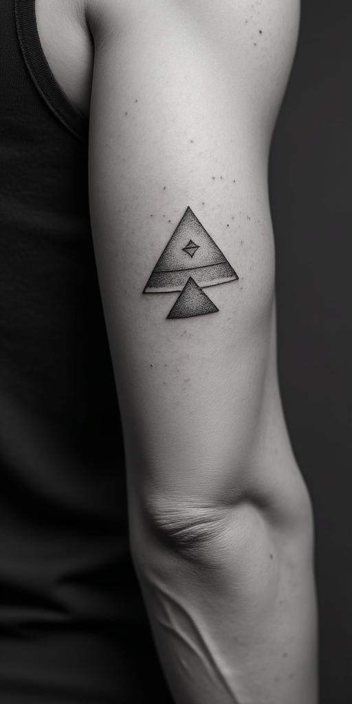 Richardin minimalist style tattoo, featuring simple shapes and fine lines, with minimal shading and details, tiny triangles, creating a sense of balance and harmony - Variation 3