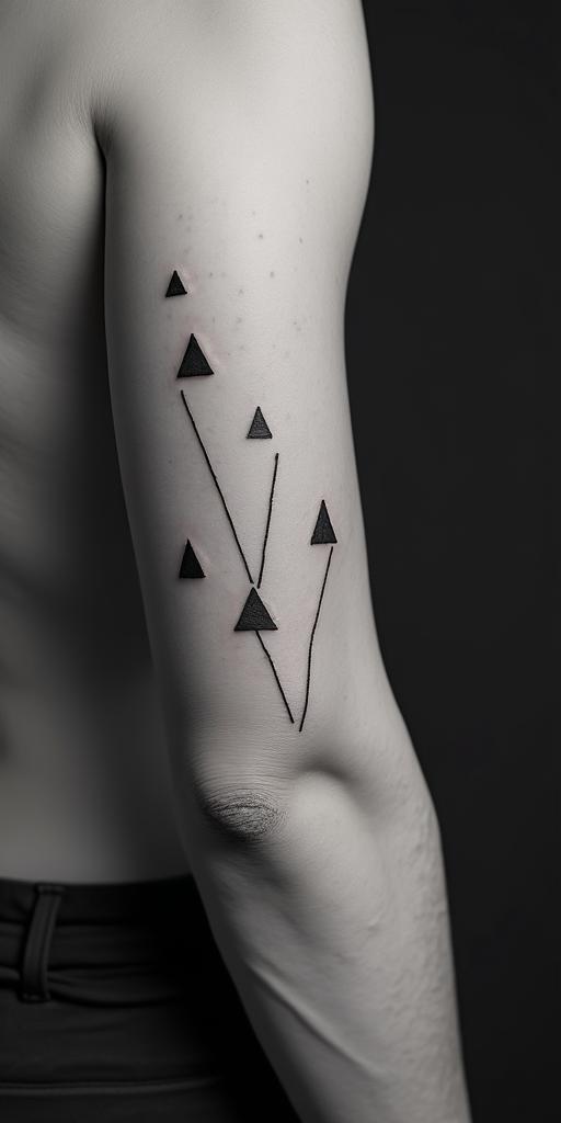 Richardin minimalist style tattoo, featuring simple shapes and fine lines, with minimal shading and details, tiny triangles, creating a sense of balance and harmony