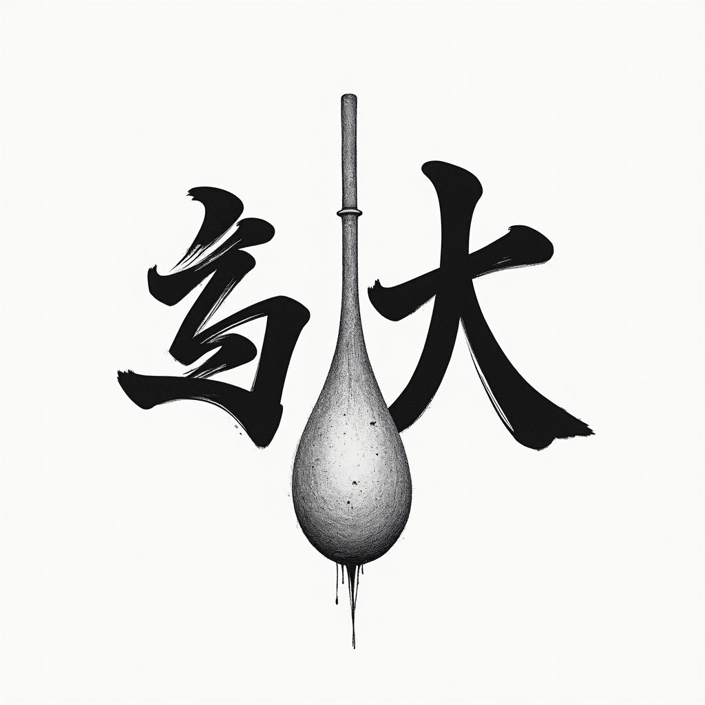 Small penistext-based tattoo, japanese font ultra-realistic, perfectly placed, high-quality font design, photo-realistic shading, 8k, high quality, finely detailed typograph - Variation 1