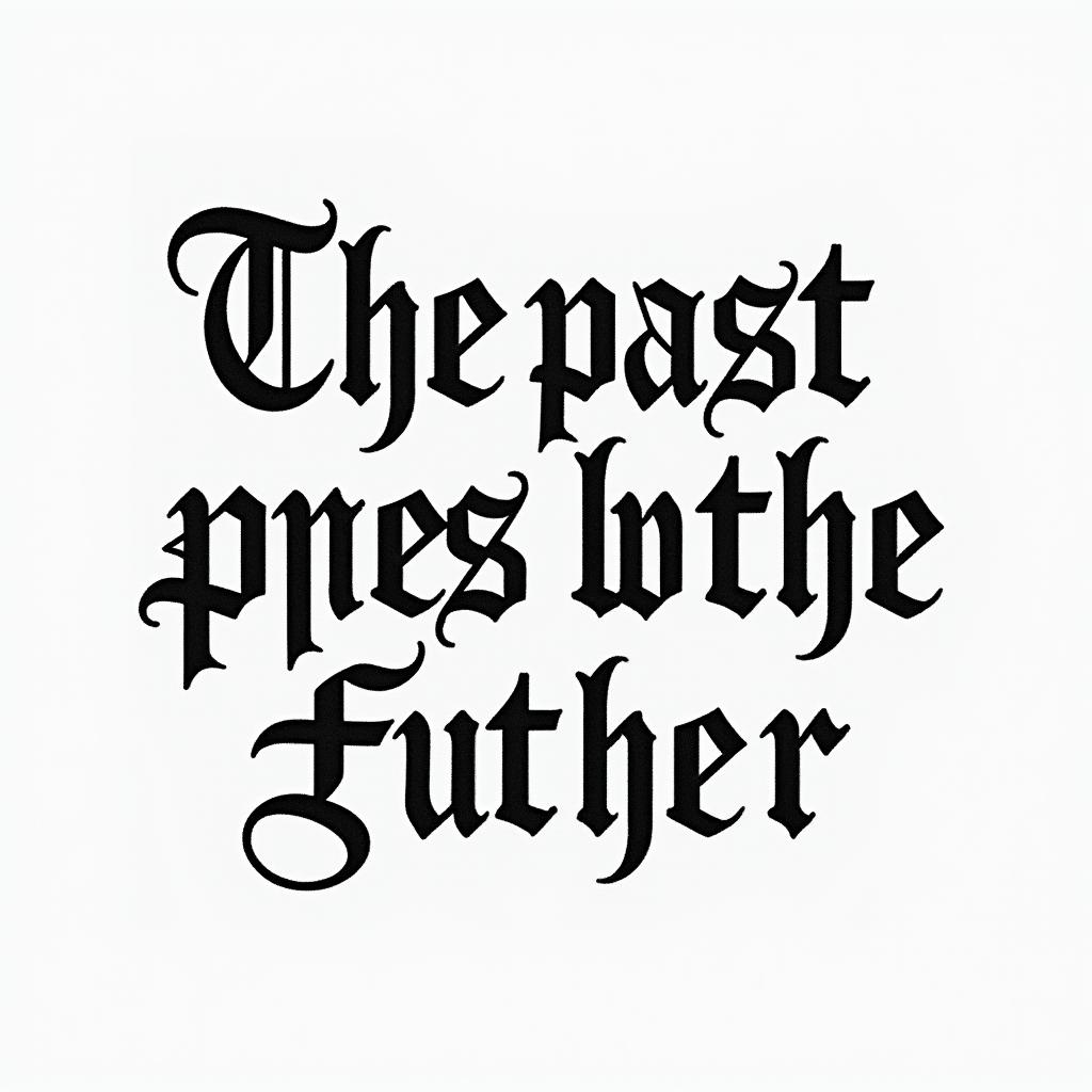 The past, the present, and the futuretext-based tattoo, gothic font ultra-realistic, perfectly placed, high-quality font design, photo-realistic shading, 8k, high quality, finely detailed typography - Variation 4