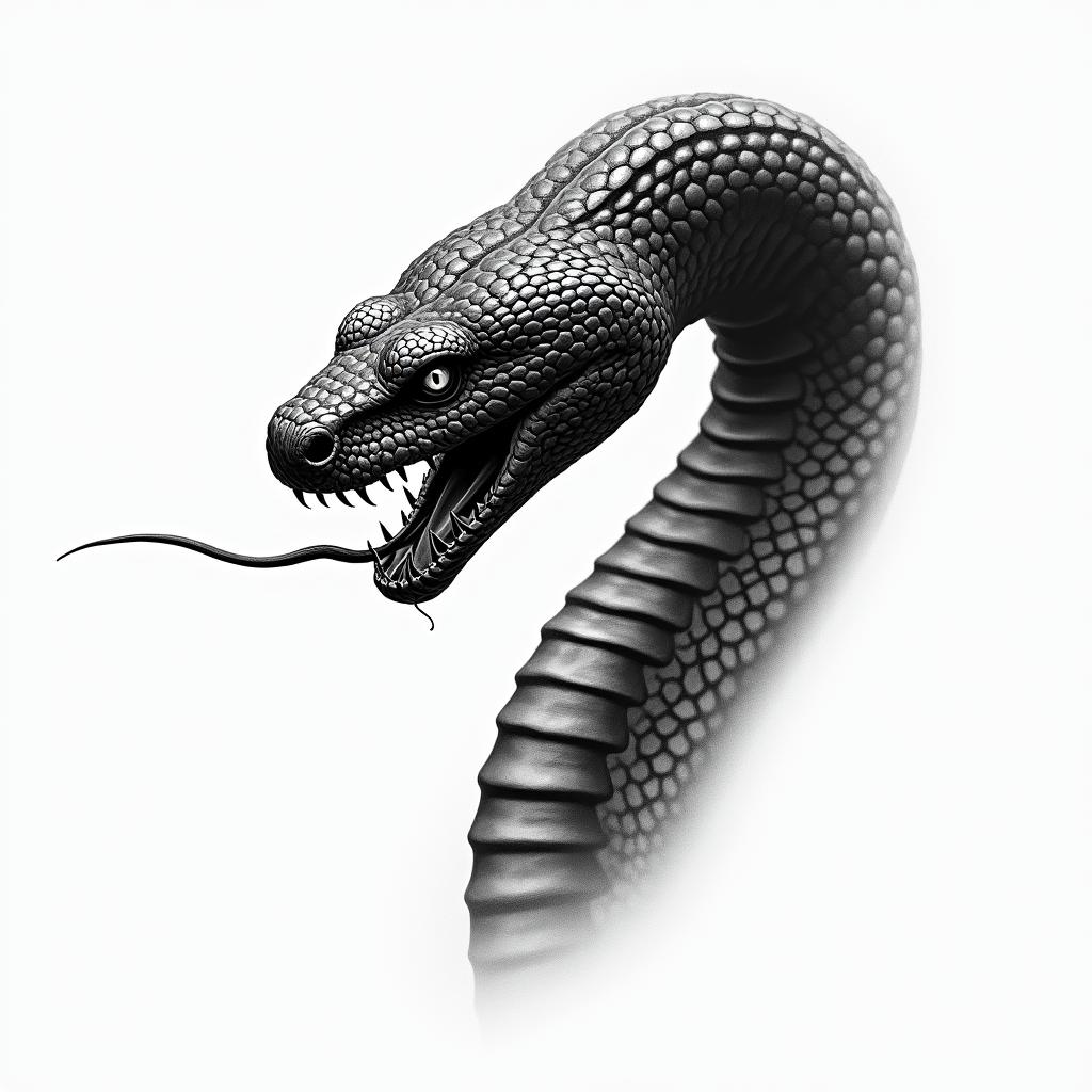 Black mambahigly detailed tattoo - Variation 6