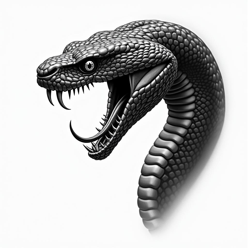 Black mambahigly detailed tattoo - Variation 7