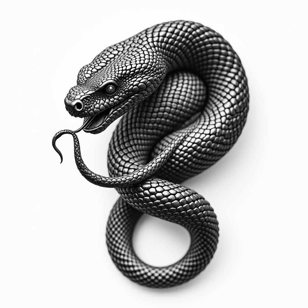 Black mambahigly detailed tattoo - Variation 8