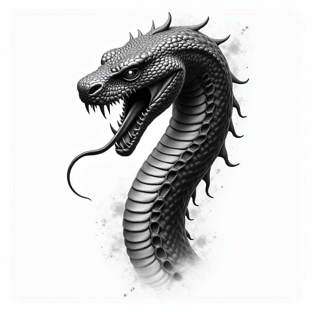 Black mambahigly detailed tattoo - Variation 5