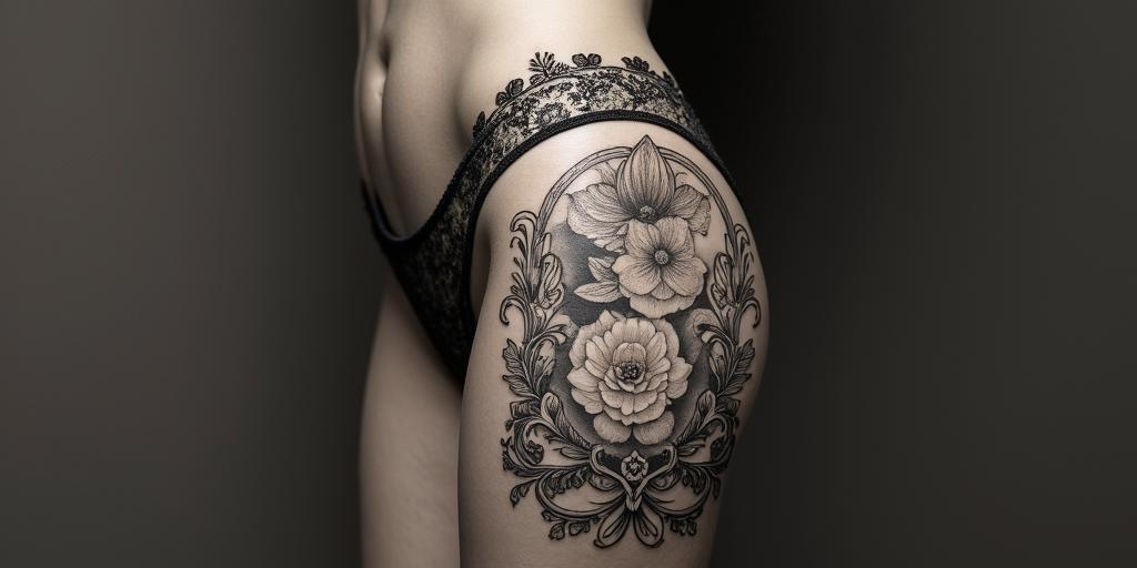 patry, aquarius, zamora (spain)in victorian style tattoo, featuring vintage and elegant elements, ornate frames, roses, antique, sepia-toned color scheme - Variation 3