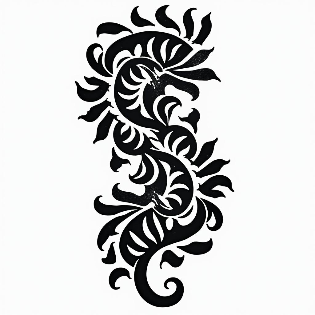 American Soldier, aquarius, feb 10, 1994in tribal tattoo style, featuring bold and black geometric shapes, curved lines, intertwine and flow seamlessly, creating a powerful and symbolic design, polynesian and maori styles - Variation 4