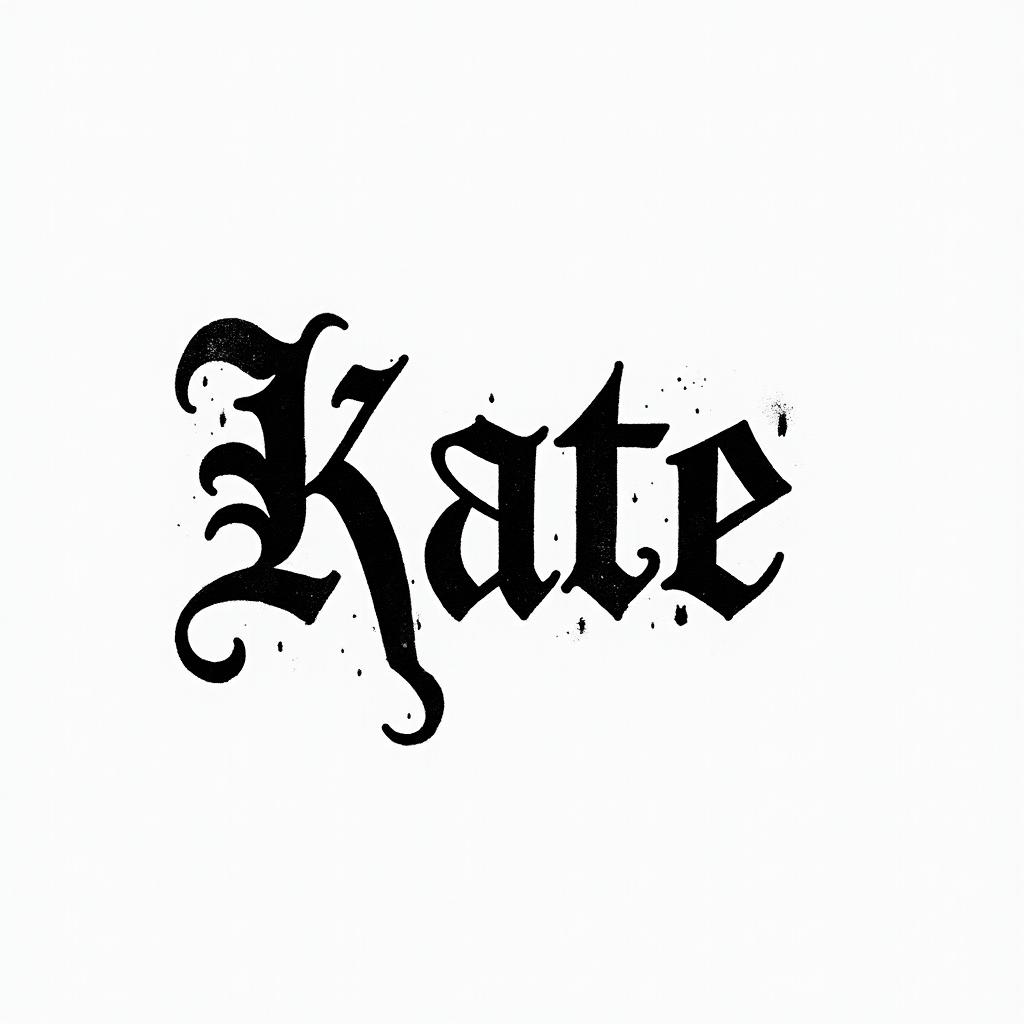 Katetext-based tattoo, gothic font ultra-realistic, perfectly placed, high-quality font design, photo-realistic shading, 8k, high quality, finely detailed typography - Variation 2