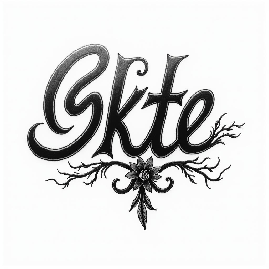 Katetext-based tattoo, gothic font ultra-realistic, perfectly placed, high-quality font design, photo-realistic shading, 8k, high quality, finely detailed typography - Variation 3