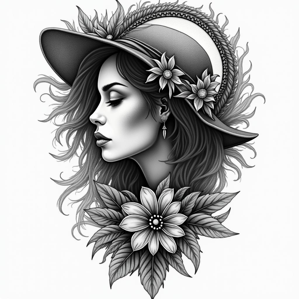 Esoteric Appalachian magic Black woman white womanin bohemian style tattoo, 8k - Variation 4