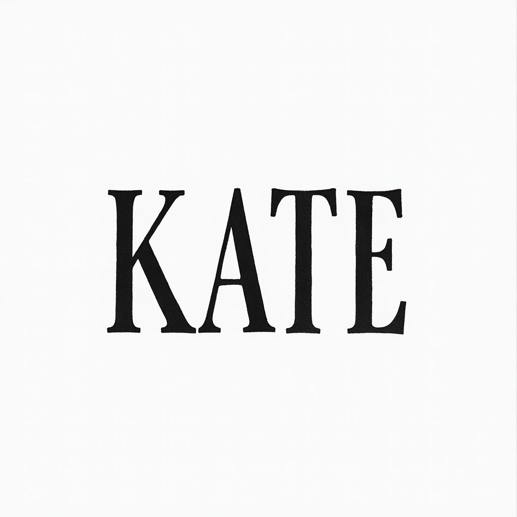 Kateminimalist text-based tattoo, Monospace font ultra-realistic, perfectly placed, high-quality font design, photo-realistic shading, 8k, high quality, finely detailed typograph - Variation 3