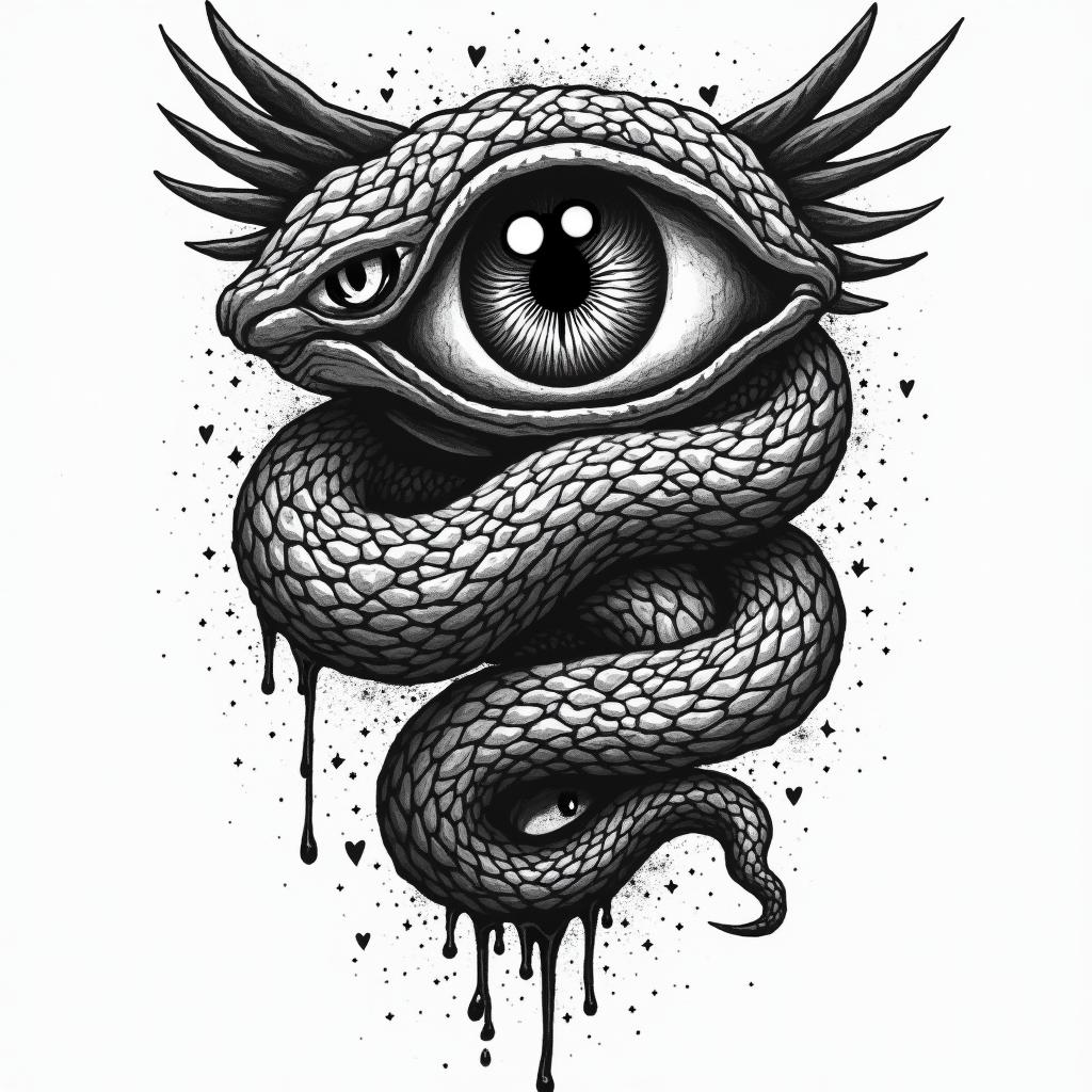Snakes
plus all seeing eyein graffiti style tattoo, featuring bold and dynamic street art elements, spray-paint texture with exaggerated lines and expressive, chaotic brushstrokes, intricate lettering incorporated with graffiti tags, symbols like hearts, stars, and wings - Variation 4