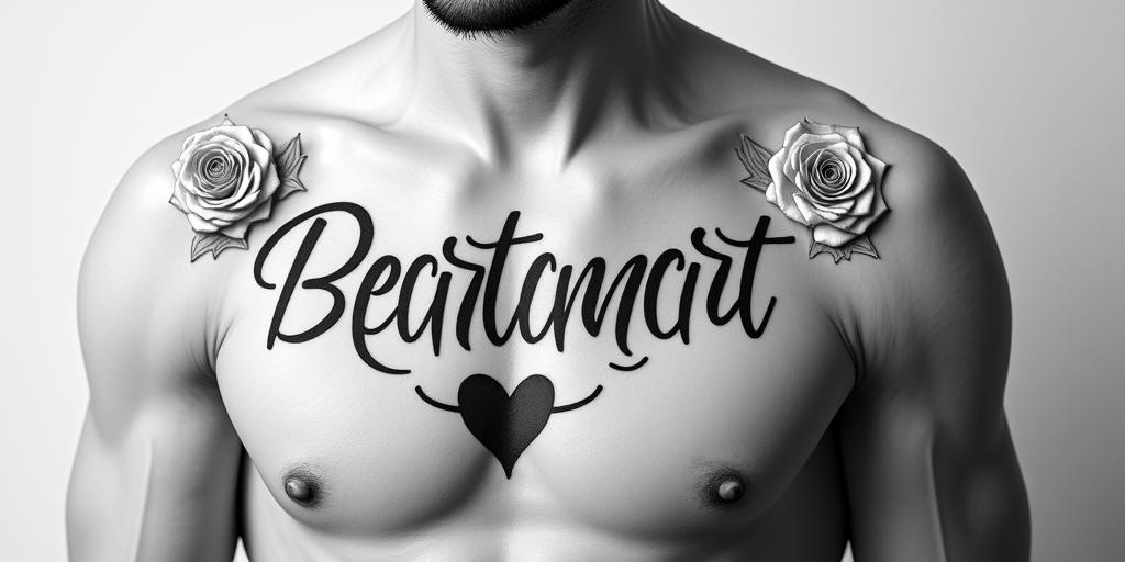 Carlyn Richardin elegant cursive calligraphy style 2d tattoo, decorate with roses, featuring a smooth and flowing handwritten script with slightly thickened strokes for a luxurious and bold appearance,  heart symbol between names,  sleek and glossy black text with shadowing, minimalist matte white background, clean and sharp edges, illuminated with soft lighting, romantic, 8k, high-quality textures with refined typography - Variation 2