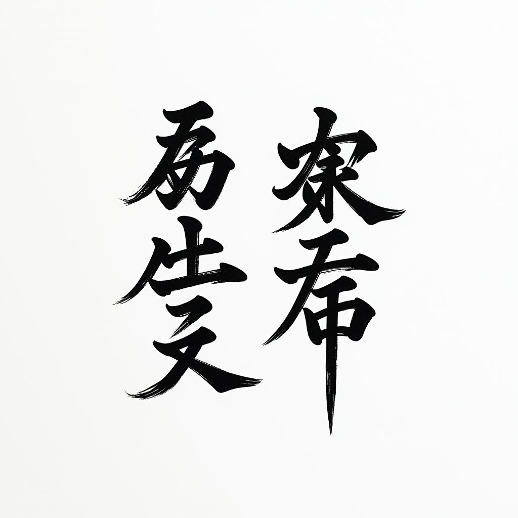 Katetext-based tattoo, japanese font ultra-realistic, perfectly placed, high-quality font design, photo-realistic shading, 8k, high quality, finely detailed typograph - Variation 2