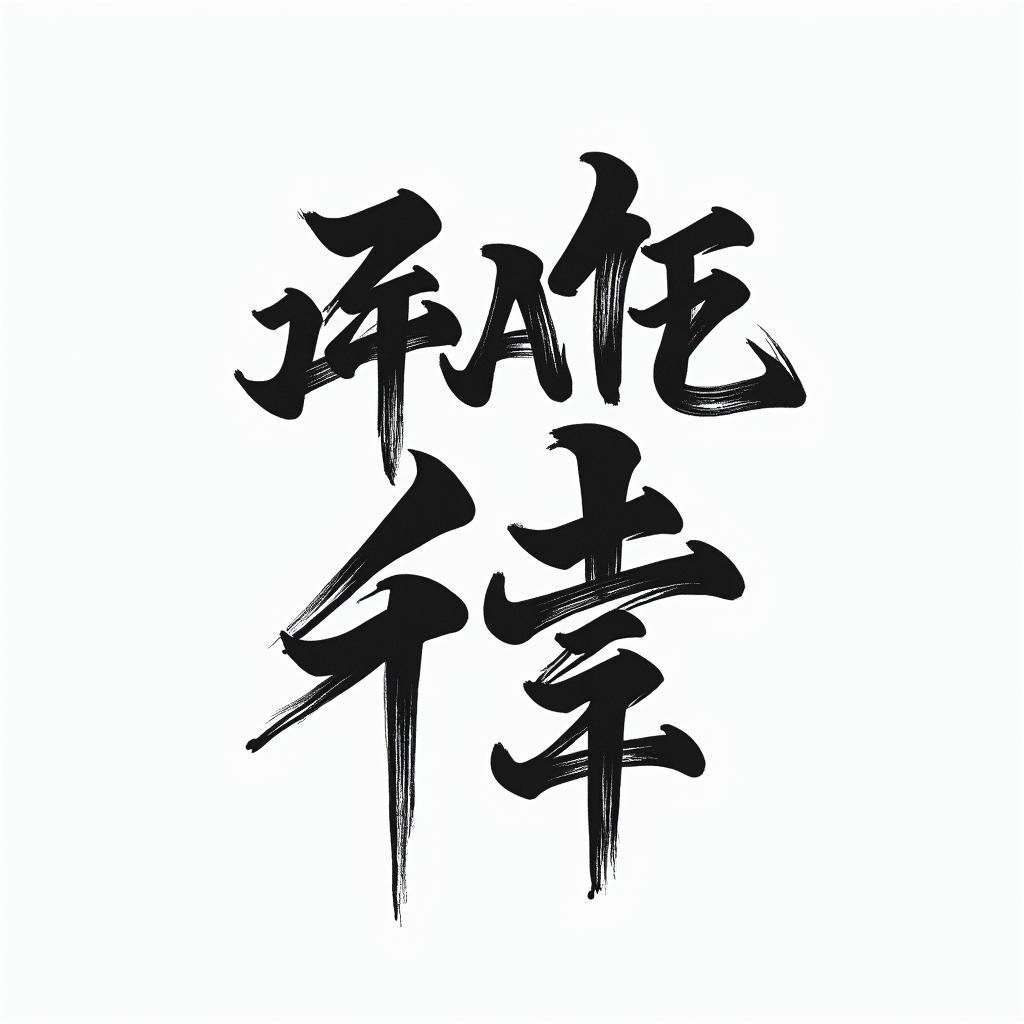 Katetext-based tattoo, japanese font ultra-realistic, perfectly placed, high-quality font design, photo-realistic shading, 8k, high quality, finely detailed typograph - Variation 3