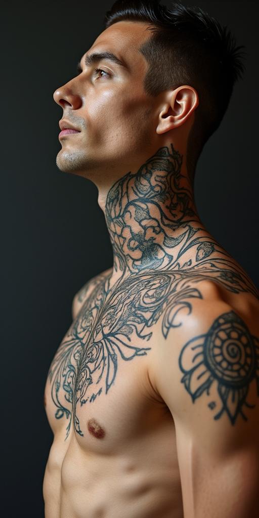 Leo zodiac signin spiritual symbols tattoo style, featuring an intricate design incorporating elements, Hamsa hand, third eye, minimalist composition - Variation 4