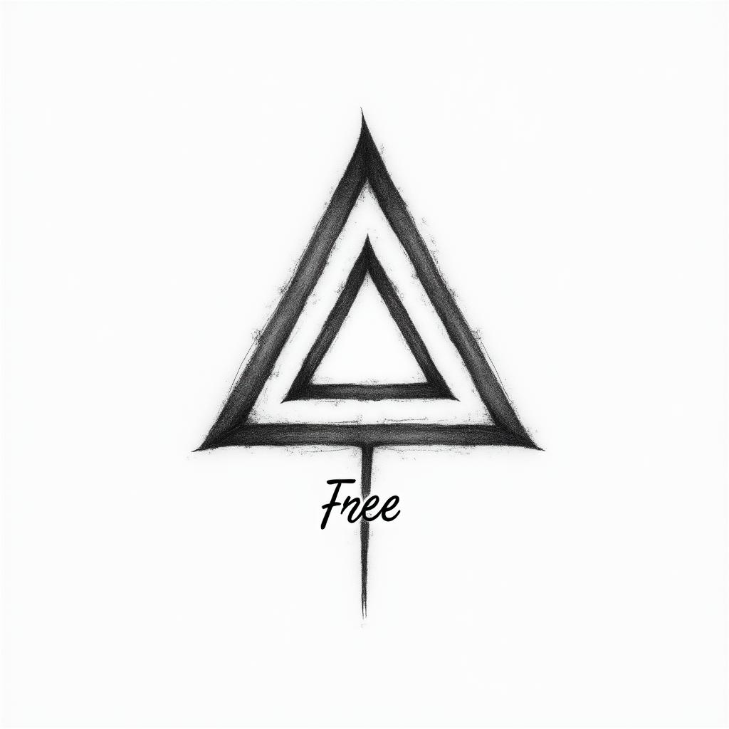 Symbol + word: an inverted triangle + "Free" underneath
   •   Meaning: The inverted triangle is the symbol of the sacred feminine, water, creativity, and depth. Accompanied by the word "Free," it becomes a proclamation of your essence.
   •   Visual style:
   •   Fine triangle, almost sketched, with the word in light calligraphy underneath.higly detailed tattoo - Variation 2