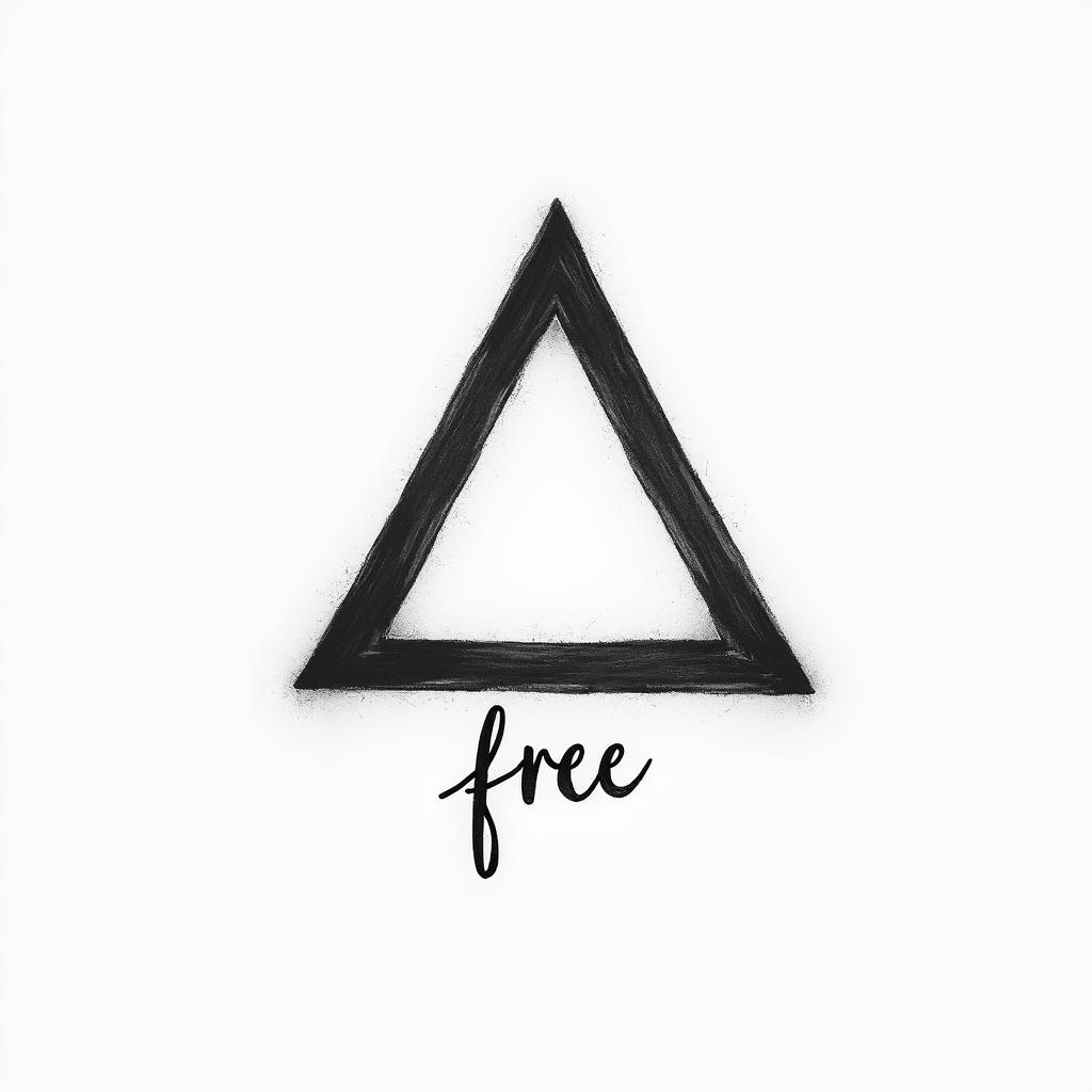 Symbol + word: an inverted triangle + "Free" underneath
• Meaning: The inverted triangle is the symbol of the sacred feminine, water, creativity, and depth. Accompanied by the word "Free," it becomes a proclamation of your essence.
• Visual style:
• Fine triangle, almost sketched, with the word in light calligraphy underneath.higly detailed tattoo