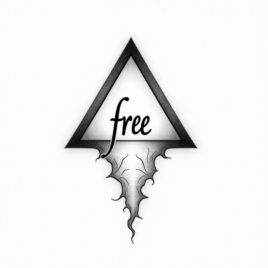 Symbol + word: an inverted triangle + "Free" underneath
   •   Meaning: The inverted triangle is the symbol of the sacred feminine, water, creativity, and depth. Accompanied by the word "Free," it becomes a proclamation of your essence.
   •   Visual style:
   •   Fine triangle, almost sketched, with the word in light calligraphy underneath.higly detailed tattoo - Variation 4
