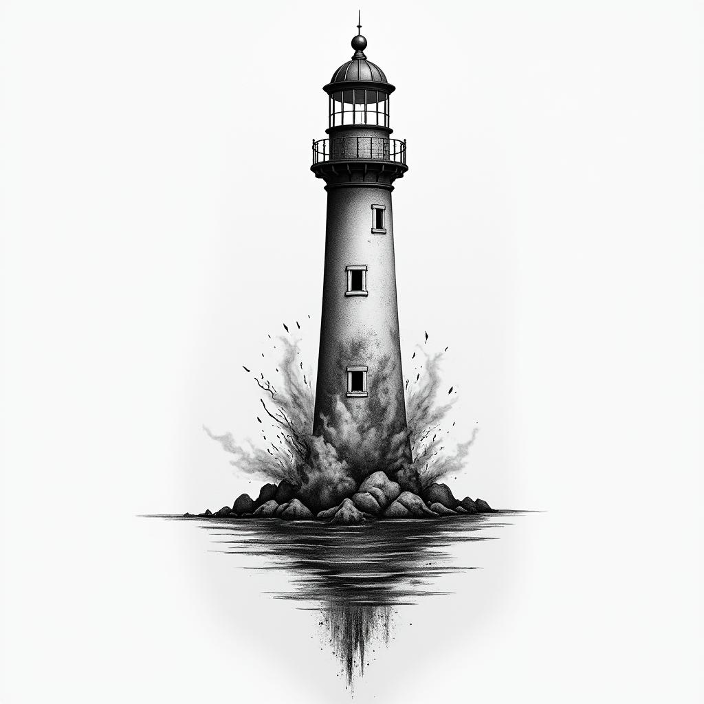 Lighthouse tattoo: "And even burned, I am reborn"
• Meaning: you are a woman who has experienced storms, flames, but you have never stayed down. This phrase affirms your ability to rebuild yourself stronger, truer.higly detailed tattoo - Variation 3