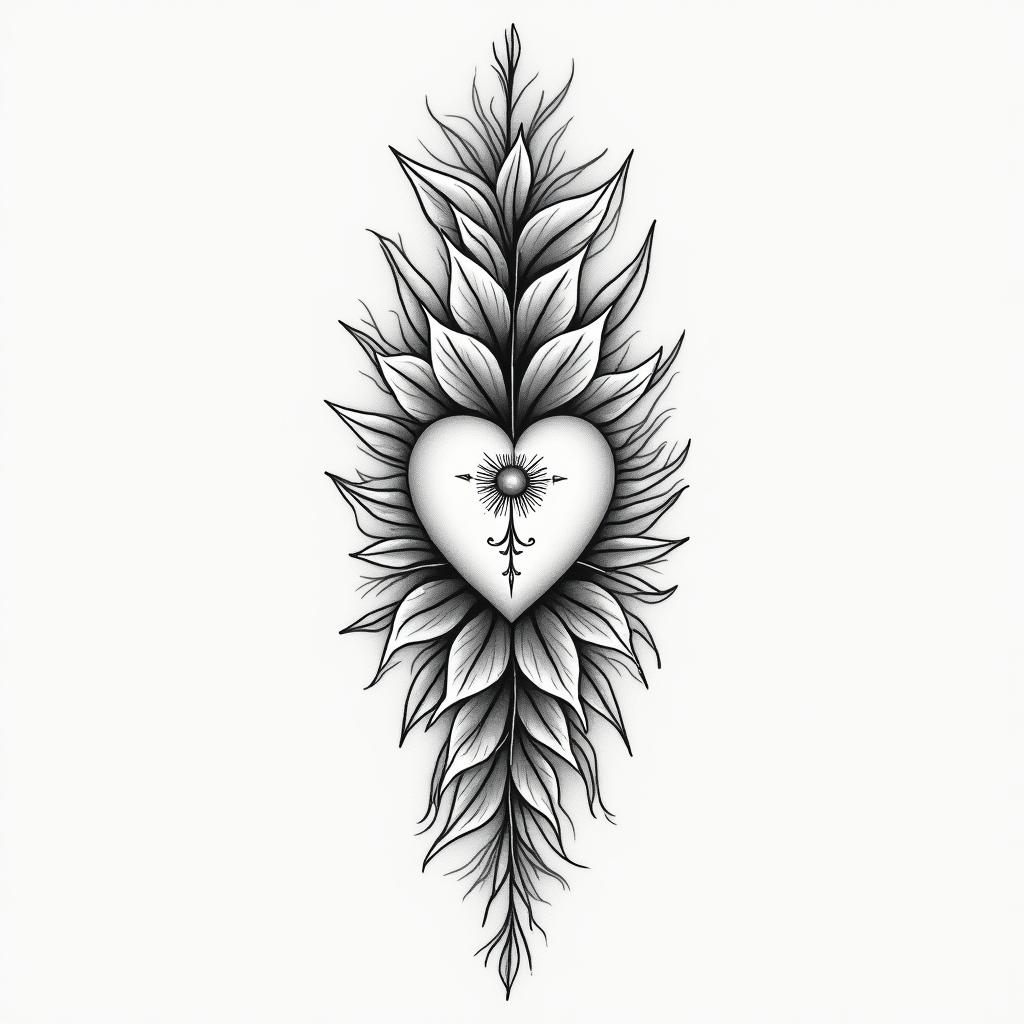 American Soldier, PTSD, Aquarius, Depression, Anxietyin Modest style tattoo, featuring soft, delicate line work with simple and meaningful symbols, gentle waves, a heart, evoking a sense of serenity and grace, - Variation 3