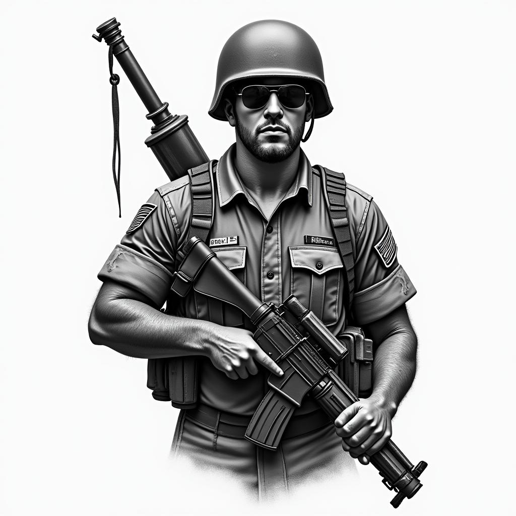 American Soldier, LGBThigly detailed tattoo - Variation 2