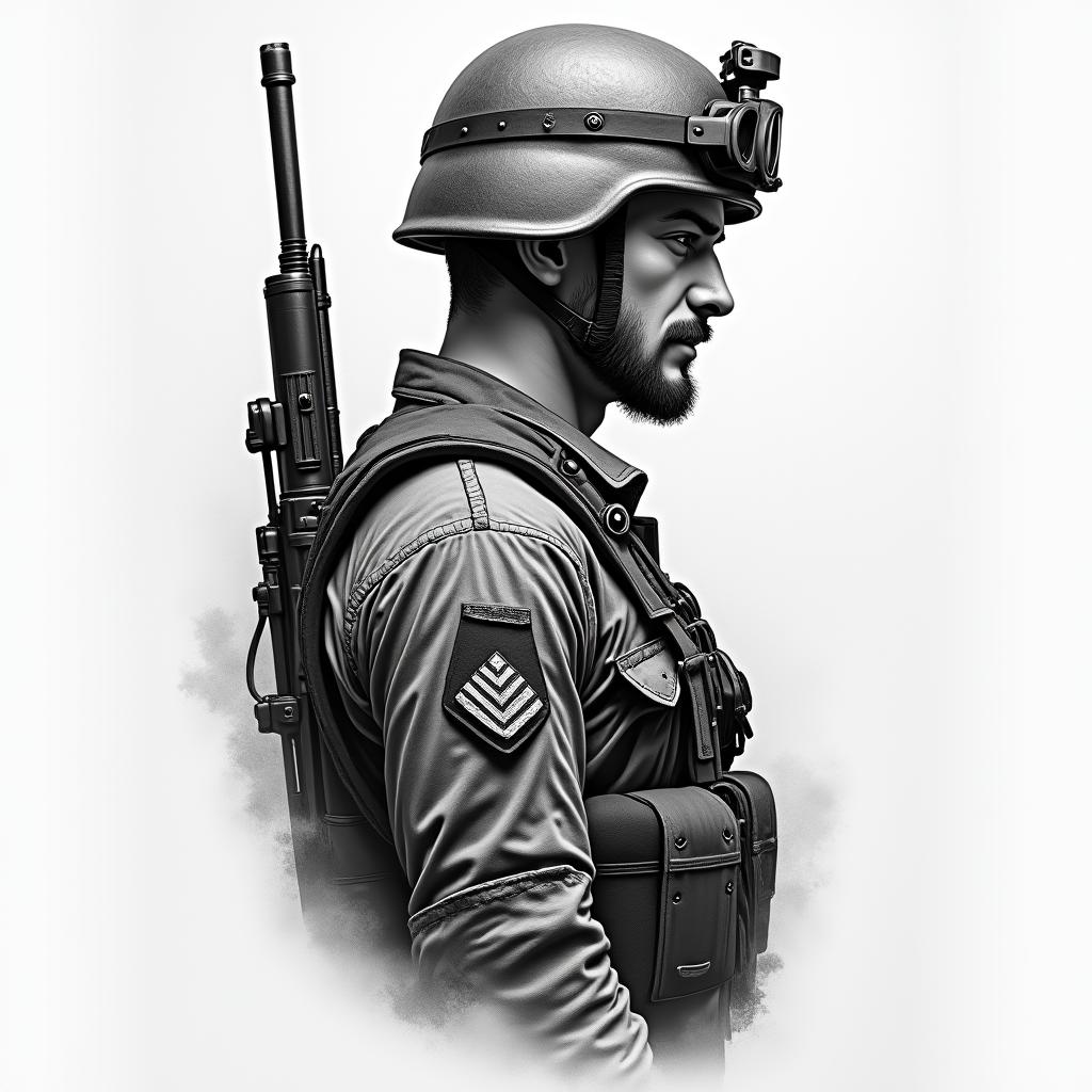 American Soldier, LGBThigly detailed tattoo - Variation 4