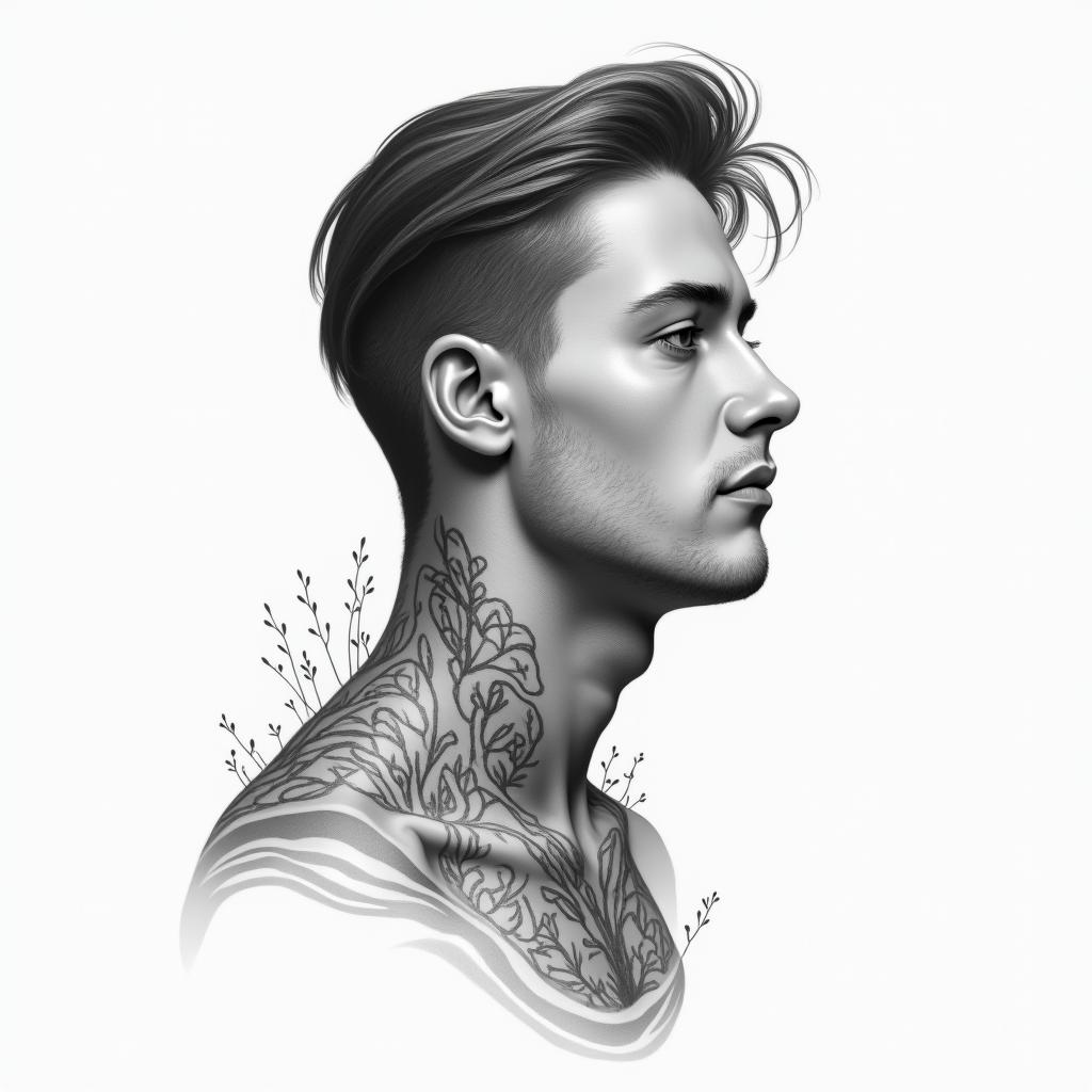 American Soldier, LGBTin Modest style tattoo, featuring soft, delicate line work with simple and meaningful symbols, gentle waves, a heart, evoking a sense of serenity and grace, - Variation 7