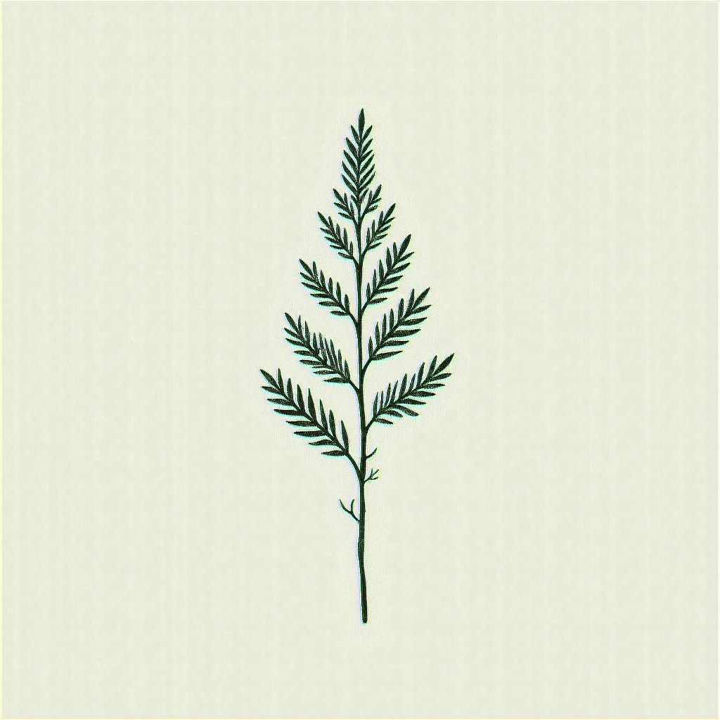 Juniper branchin minimalist style tattoo, featuring simple shapes and fine lines, with minimal shading and details, tiny triangles, creating a sense of balance and harmony - Variation 3