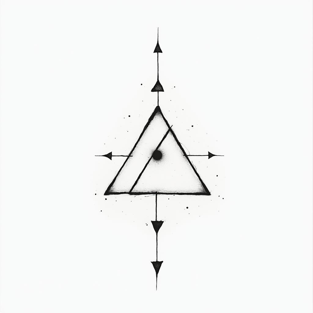 Family and Godin minimalist style tattoo, featuring simple shapes and fine lines, with minimal shading and details, tiny triangles, creating a sense of balance and harmony - Variation 2