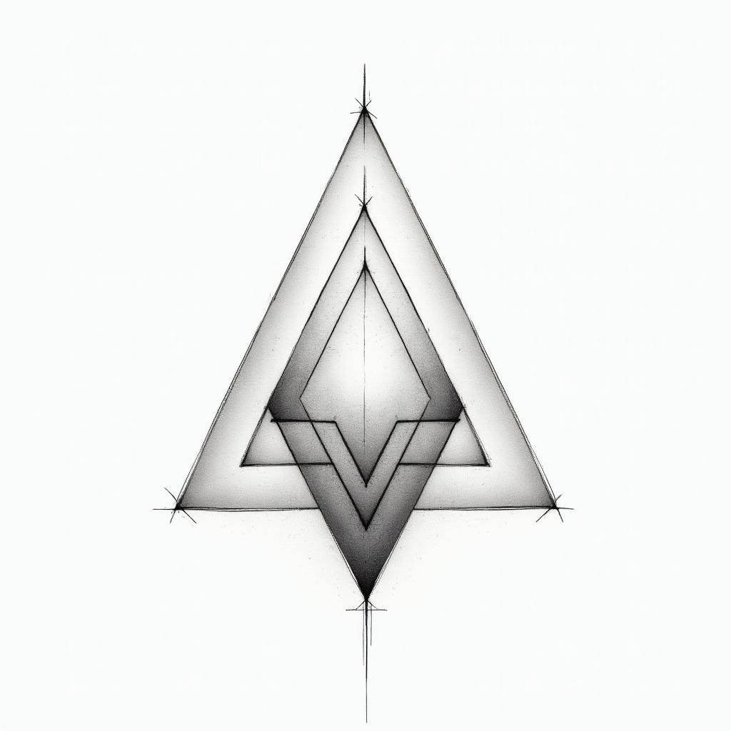 Family and Godin minimalist style tattoo, featuring simple shapes and fine lines, with minimal shading and details, tiny triangles, creating a sense of balance and harmony - Variation 4