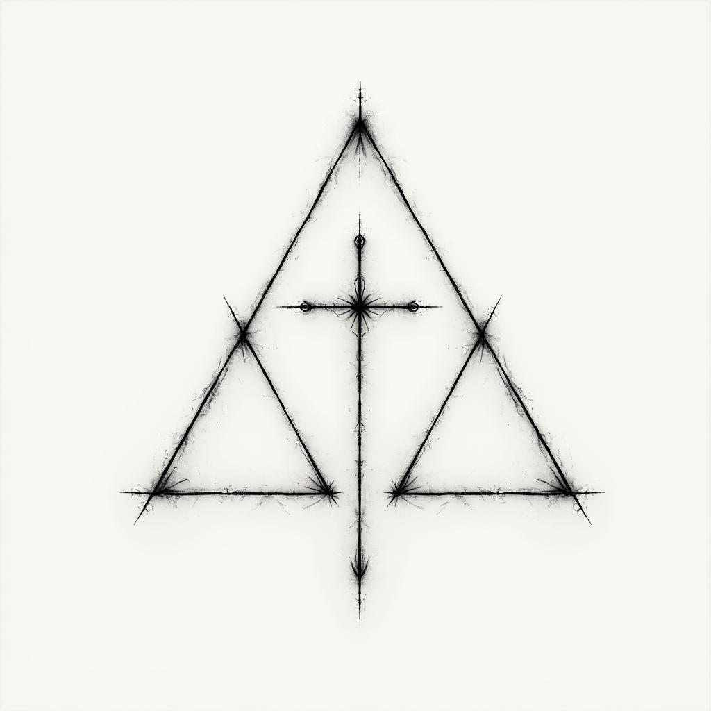 Family and Godin minimalist style tattoo, featuring simple shapes and fine lines, with minimal shading and details, tiny triangles, creating a sense of balance and harmony - Variation 3
