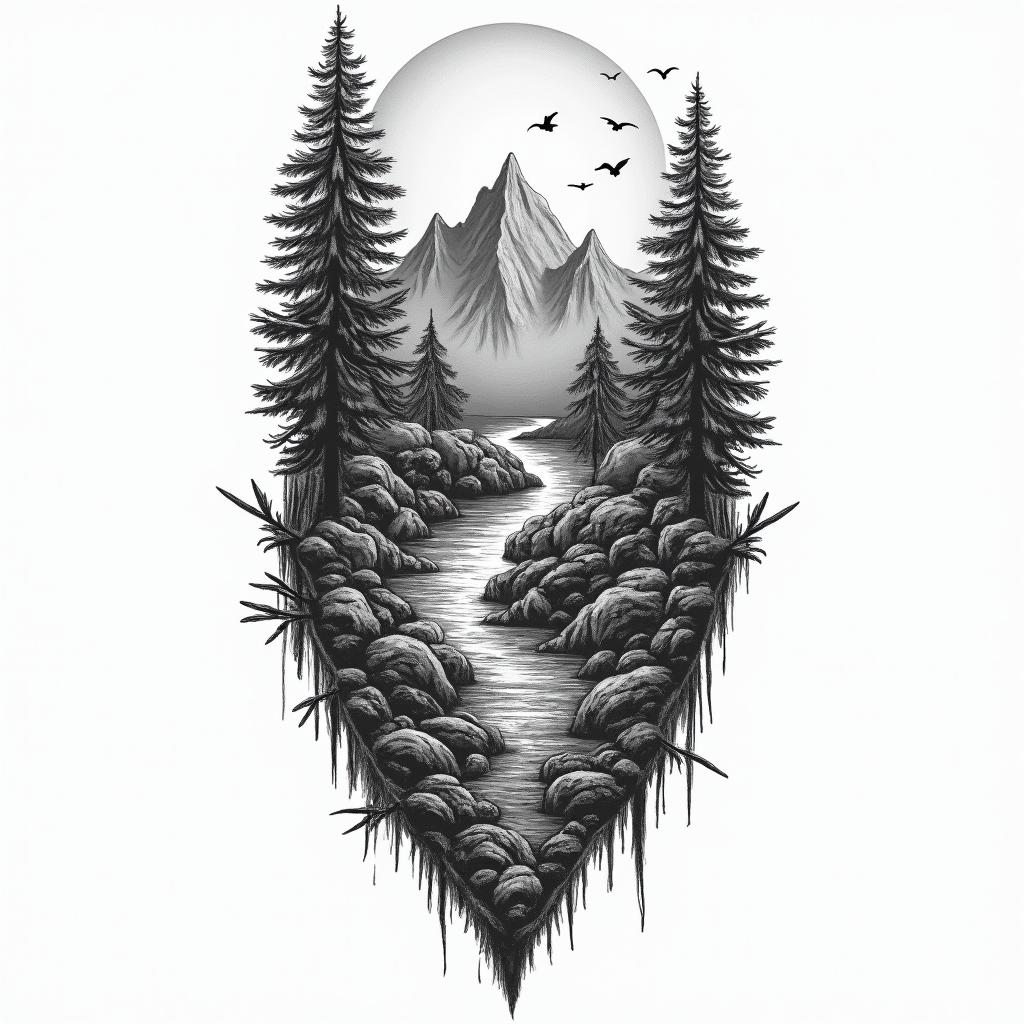 Adventure travel gameshigly detailed tattoo - Variation 4