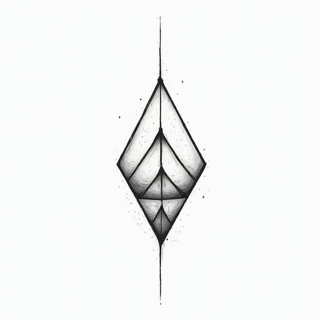 Adventure travel gamesin minimalist style tattoo, featuring simple shapes and fine lines, with minimal shading and details, tiny triangles, creating a sense of balance and harmony - Variation 4
