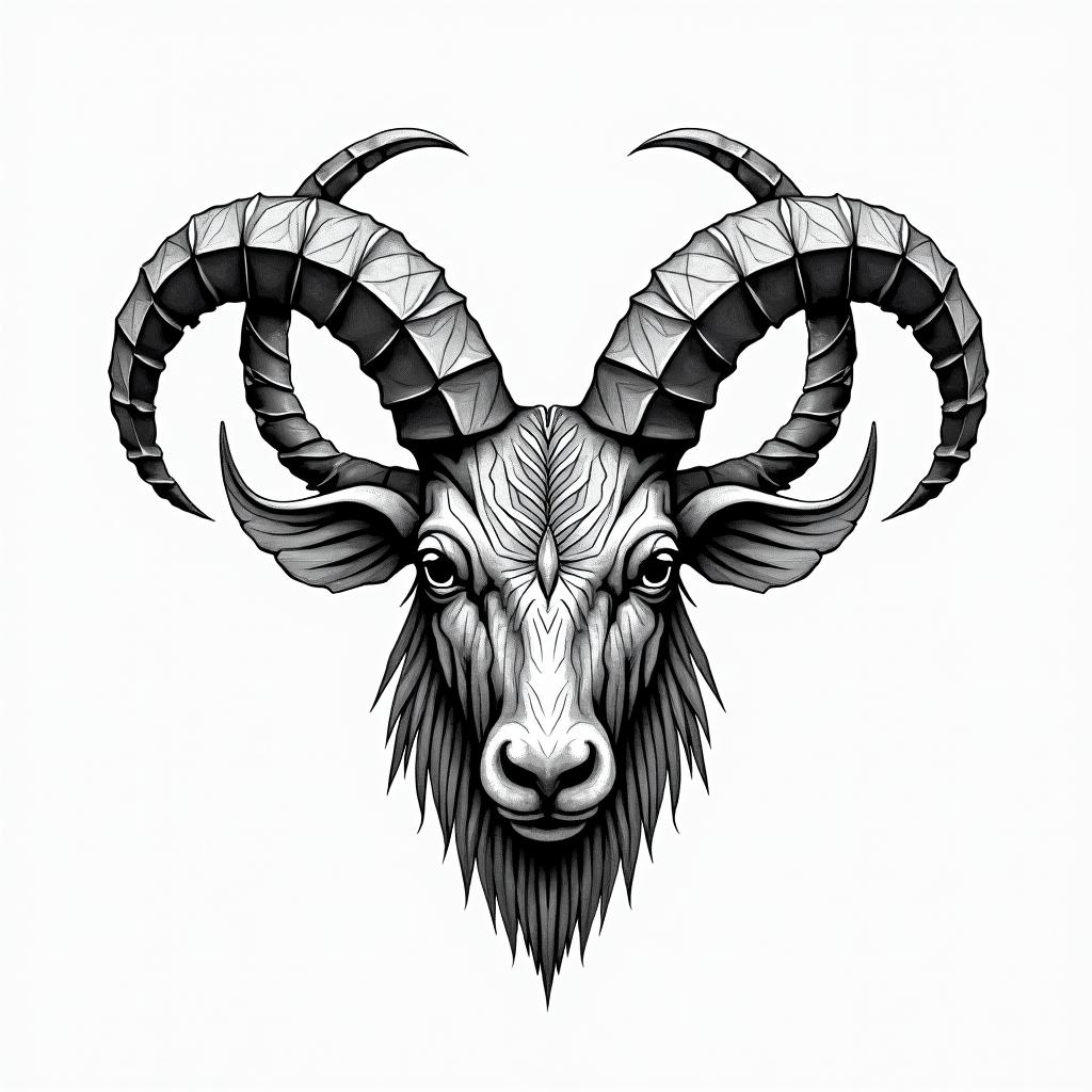 Taurus guns growth in geometric style tattoo, blending hexagons, mandala-inspired patterns, symmetrical and fractal design, clean lines, sharp angles - Variation 2